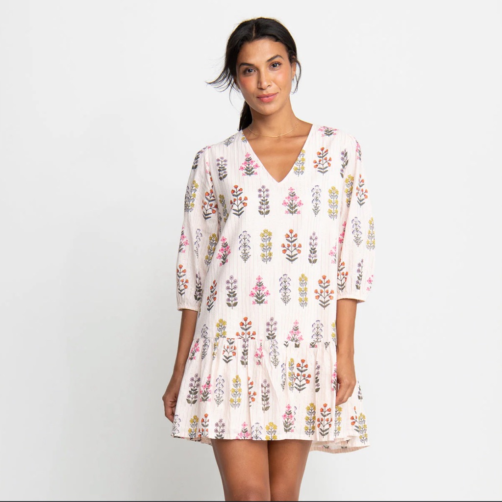 Pink Chicken Floral Cotton Dress, Size Xl
